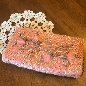 Vintage Evening Bag Sequins & Beads Melon Color